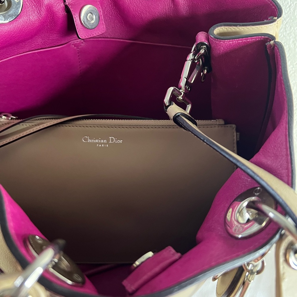 Dior Beige Leather Tote with Silver Accents - Picture 5 of 13